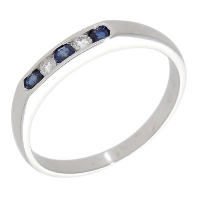 Pre-Owned 9ct White Gold Sapphire & Diamond Half Eternity Ring