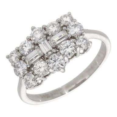 Pre-Owned 9ct White Gold Moissanite Cluster Ring