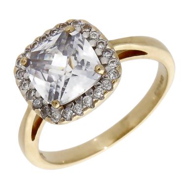 Pre-Owned 9ct Yellow Gold Cubic Zirconia Dress Ring