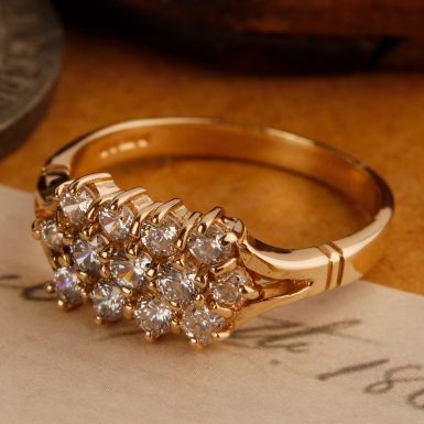 Pre-Owned Vintage 1986 9ct Gold Cubic Zirconia Cluster Ring