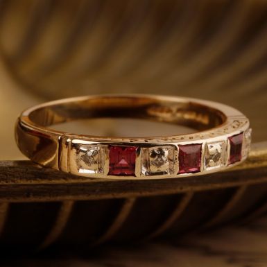 Pre-Owned Vintage 1982 9ct Gold Ruby & Diamond Eternity Ring