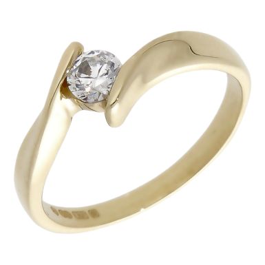 Pre-Owned 9ct Yellow Gold Cubic Zirconia Twist Dress Ring