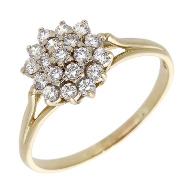 Pre-Owned 9ct Yellow Gold Cubic Zirconia Cluster Ring