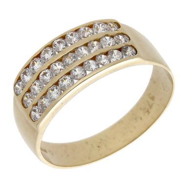 Pre-Owned 9ct Yellow Gold Cubic Zirconia Triple Row Dress Ring