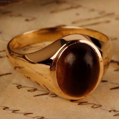 Pre-Owned Vintage 1979 9ct Gold Tigers Eye Signet Style Ring