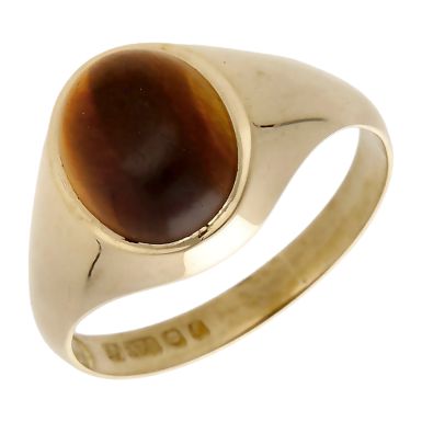 Pre-Owned Vintage 1979 9ct Gold Tigers Eye Signet Style Ring