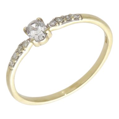Pre-Owned 9ct Yellow Gold Slim Cubic Zirconia Dress Ring