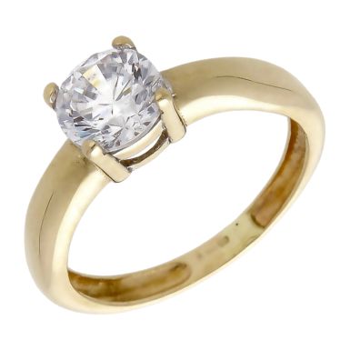 Pre-Owned 14ct Yellow Gold Cubic Zirconia Solitaire Ring