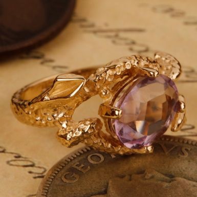 Pre-Owned Vintage 1974 9ct Yellow Gold Amethyst Dress Ring