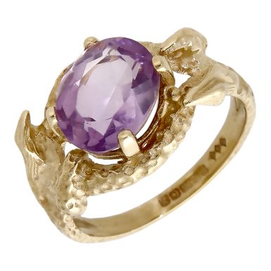 Pre-Owned Vintage 1974 9ct Yellow Gold Amethyst Dress Ring