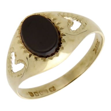 Pre-Owned Vintage 1988 9ct Yellow Gold Onyx Signet Style Ring