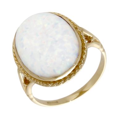 Pre-Owned 9ct Yellow Gold Opal Solitaire Dress Ring