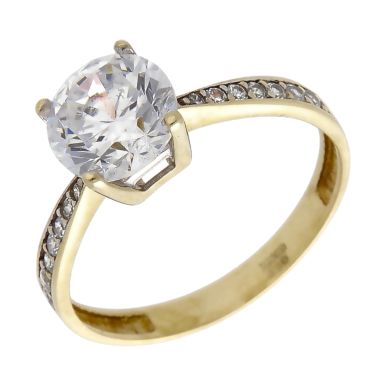 Pre-Owned 9ct Yellow Gold Cubic Zirconia Solitaire Ring