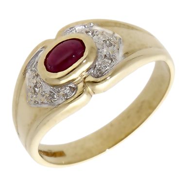 Pre-Owned 9ct Yellow Gold Ruby & Diamond Dress Ring