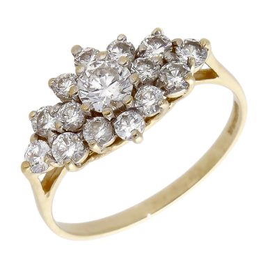 Pre-Owned 9ct Yellow Gold Cubic Zirconia Cluster Ring