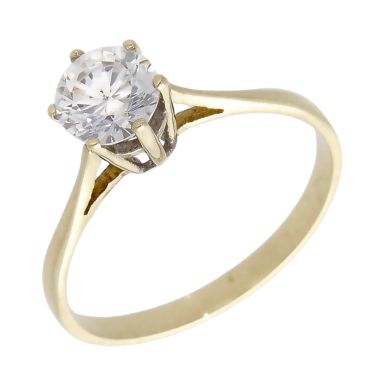 Pre-Owned 9ct Yellow Gold Cubic Zirconia Solitaire Ring
