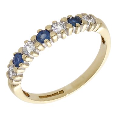 Pre-Owned 9ct Gold Blue Topaz & Cubic Zirconia Eternity Ring