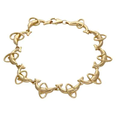 Pre-Owned 14ct Yellow Gold 7.5" Dolphin Link Bracelet