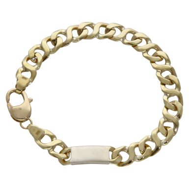 Pre-Owned 9ct Yellow & White Gold 9" Bar & Curb Link Bracelet
