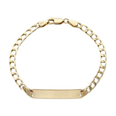 Pre-Owned 9ct Yellow Gold 7.25" Curb Link Identity Bar Bracelet