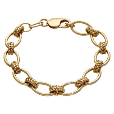 Pre-Owned 9ct Yellow Gold 8.25" Fancy Oval Link Bracelet