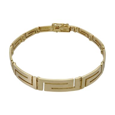 Pre-Owned 9ct Yellow Gold 7" Greek Key Bar Link Bracelet