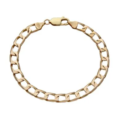 Pre-Owned 9ct Yellow Gold 8" Square Curb Bracelet