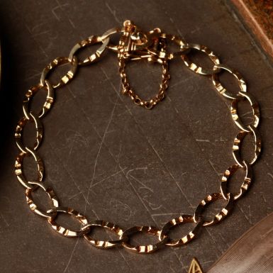 Pre-Owned Vintage 1986 9ct Gold Curb Bracelet & Safety Chain