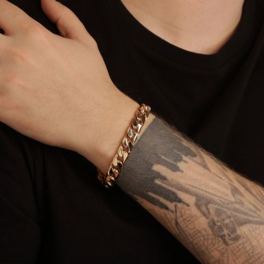 Pre-Owned 9ct Yellow Gold 8.25" Heavy Curb Bracelet