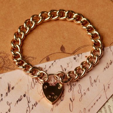 Pre-Owned Vintage 1965 9ct Gold Curb Link Padlock Bracelet
