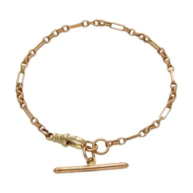 Pre-Owned 9ct Gold 7.75" Fancy Bar Link T-Bar Bracelet