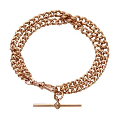 Pre-Owned 9ct Rose Gold 8.5" 2 Row Albert Link Bracelet