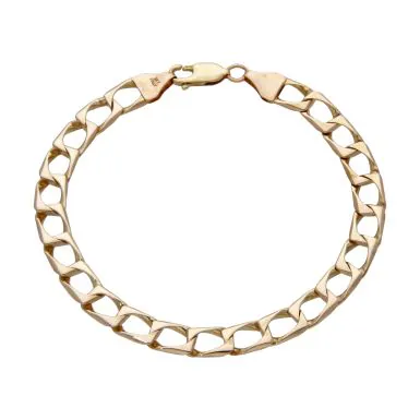 Pre-Owned 9ct Yellow Gold 8.5" Square Curb Bracelet