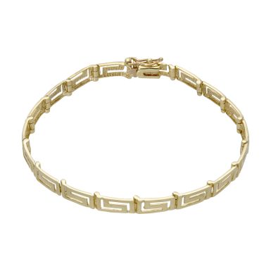 Pre-Owned 9ct Yellow Gold 7.5" Greek Key Link Bracelet