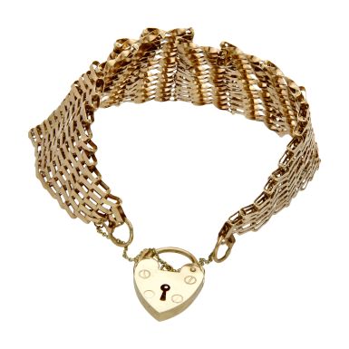 Pre-Owned 9ct Yellow Gold 14 Row Extra Wide Gate Bracelet