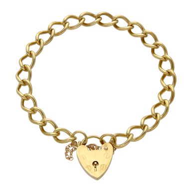 Pre-Owned 9ct Yellow Gold Curb Link Charm Style Starter Bracelet