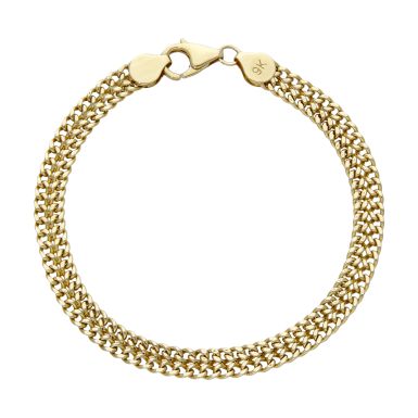 Pre-Owned 9ct Yellow Gold 7.5" Double Row Curb Bracelet