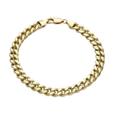 Pre-Owned 9ct Yellow Gold 8" Hollow Curb Bracelet