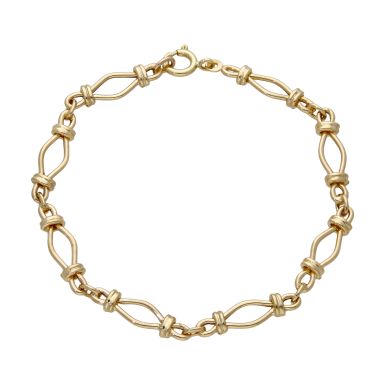 Pre-Owned 9ct Yellow Gold 7.75" Hollow Fancy Link Bracelet