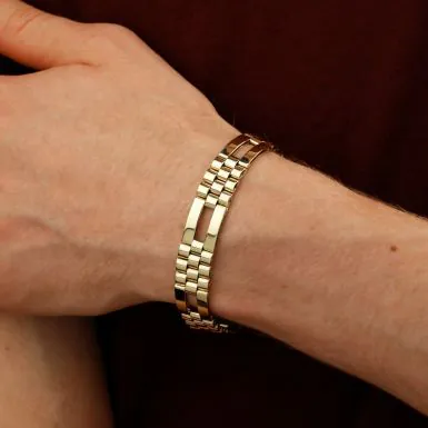 Pre-Owned 9ct Yellow Gold 8.5" Brick Link Bracelet