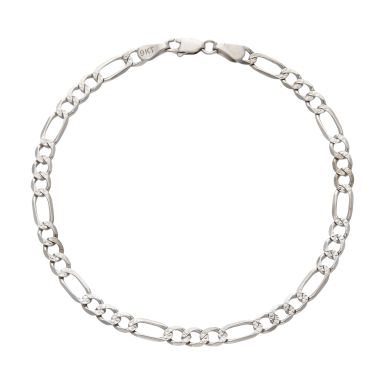 Pre-Owned 9ct White Gold 7.5" Figaro Link Bracelet