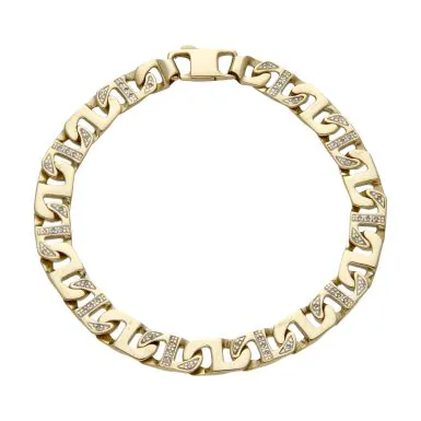 Pre-Owned 9ct Yellow Gold Cubic Zirconia Anchor Link Bracelet