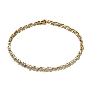 Pre-Owned 9ct Yellow Gold 7.5" Diamond Tennis Bracelet