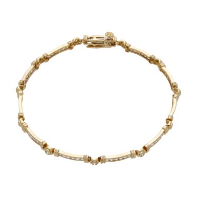 Pre-Owned 9ct Yellow Gold 7.25" Cubic Zirconia Bar Bracelet