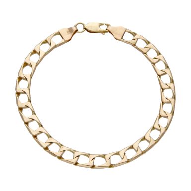 Pre-Owned 9ct Yellow Gold Solid 8.5 Inch Square Curb Bracelet