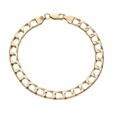 Pre-Owned 9ct Yellow Gold Solid 8.5 Inch Square Curb Bracelet