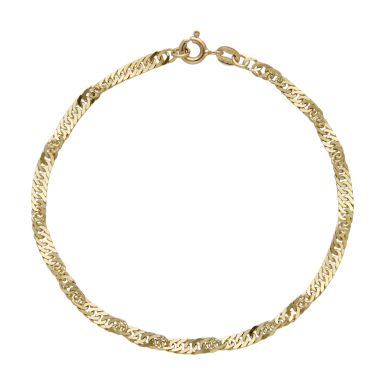 Pre-Owned 9ct Yellow Gold 7" Solid Twisted Curb Link Bracelet