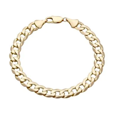Pre-Owned 9ct Yellow Gold Solid 8.5" Curb Link Bracelet