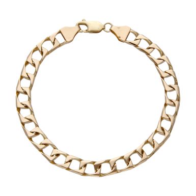 Pre-Owned 9ct Yellow Gold 8.25" Solid Square Curb Link Bracelet