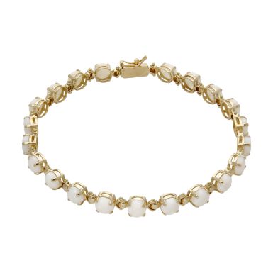 Pre-Owned 9ct Yellow Gold 7" Opal Link Bracelet